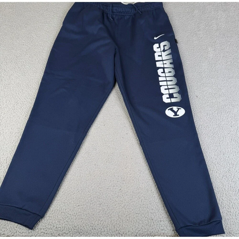 BYU COUGARS Jogger Pant Nike Men L Blue NCAA College Athletic Sweatpants Dri Fit